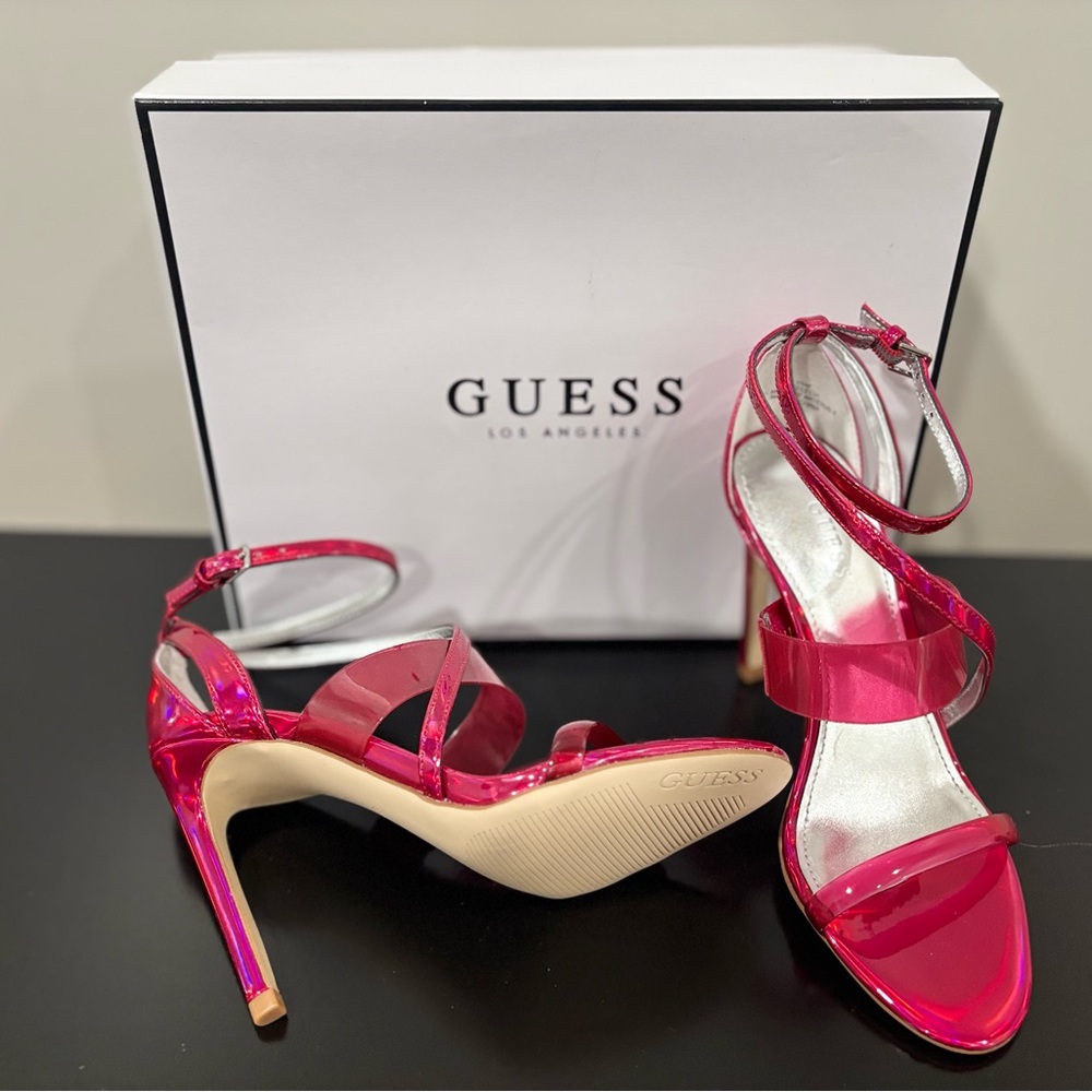 Guess Pink Metallic Heels Strappy Design - Picture 4 of 6